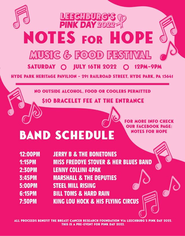 Pink Day's NOTES FOR HOPE MUSIC & FOOD FESTIVAL